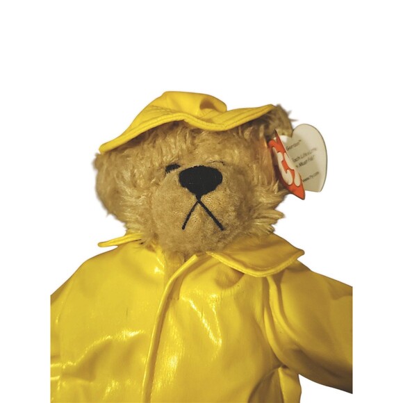 Vintage 1993 Ty Originals Gordon Plush Jointed Brown Bear Yellow Raincoa… - Picture 2 of 5